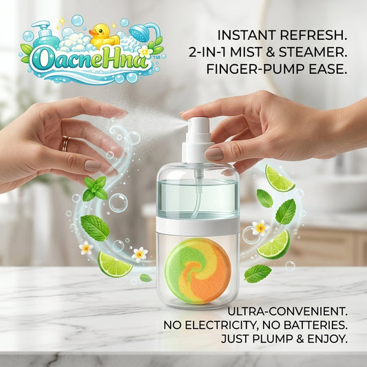 OacneHna™ 2-in-1 Aromatherapy Mist & Shower Steamer Spray Bottle | Manual Finger-Pump Face & Body Mister | Non-Electric Portable Spa Sprayer for Instant Refresh | Eco-Friendly Travel Hydration Spray
